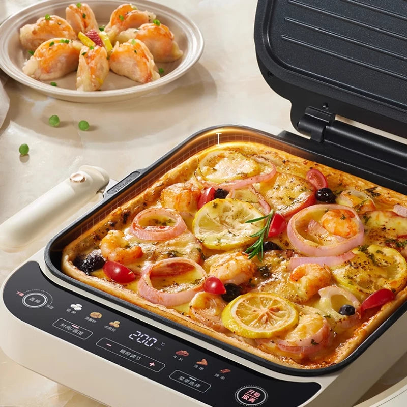 Professional Deepened Electric Pancake Maker Double-sided Baking Grill with Detachable Plates 8 Preset Menus Overheat Protection