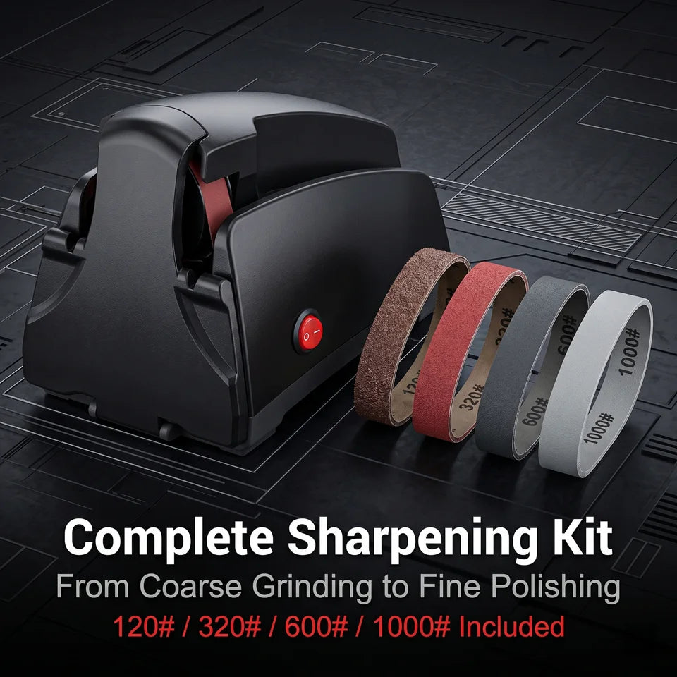 Home Use Electric Belt Sharpener, 4 Grits 120-1000#, Sanding Belt Knife Sharpening Tool for Kitchen
