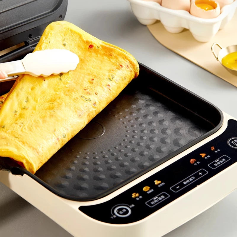 Professional Deepened Electric Pancake Maker Double-sided Baking Grill with Detachable Plates 8 Preset Menus Overheat Protection