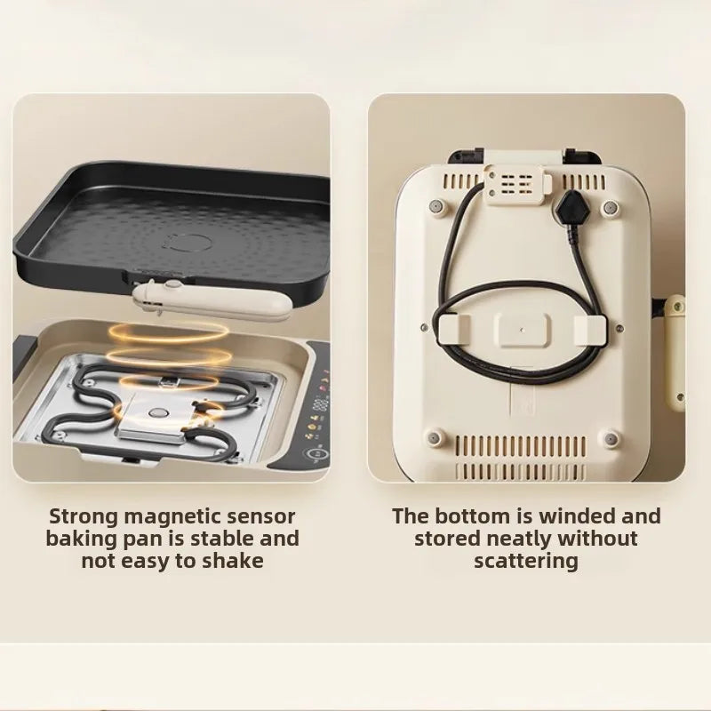 Professional Deepened Electric Pancake Maker Double-sided Baking Grill with Detachable Plates 8 Preset Menus Overheat Protection
